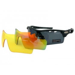 Rowerowe okulary polaryzacyjne Lozano w komplecie soczewki na wymianę lustrzanka i żółta
